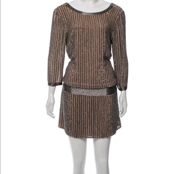 parker beaded mini dress Parker Beaded Mini Dress Color light gray